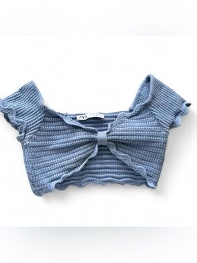 Zara Light Blue Knit cropped top